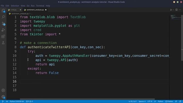 Sentiment analysis using Tweepy and TextBlob in Python | Bengali Coding Tutorial | theBongDev | смотреть онлайн