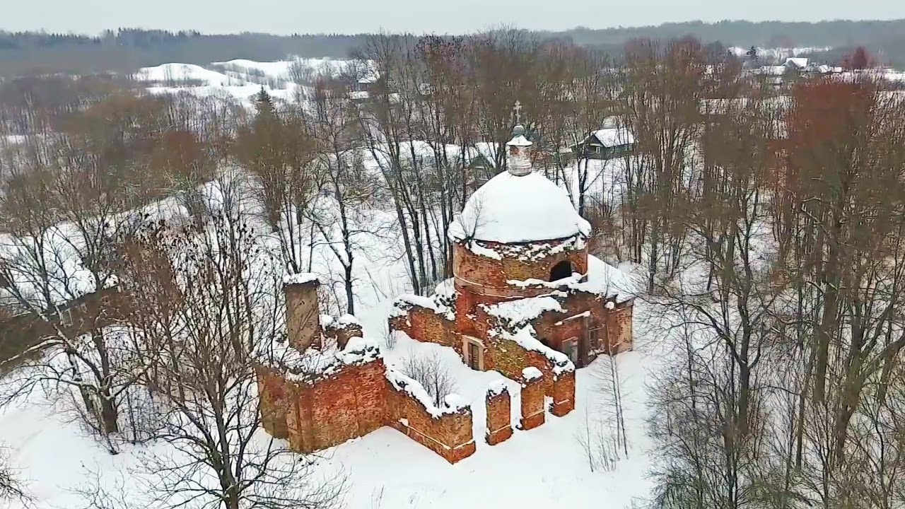 Село Яжелбицы, поселок Марево, город Холм, Поддорье ~ аэросъемка Новгородская область туризм смотреть онлайн