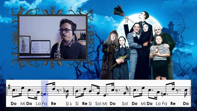 Sax alto - Addams Family Theme, partitura com notas. смотреть онлайн