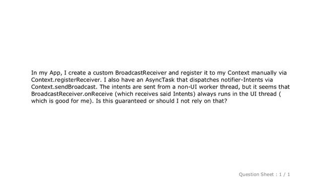 Android : Does BroadcastReceiver.onReceive always run in the UI thread? смотреть онлайн