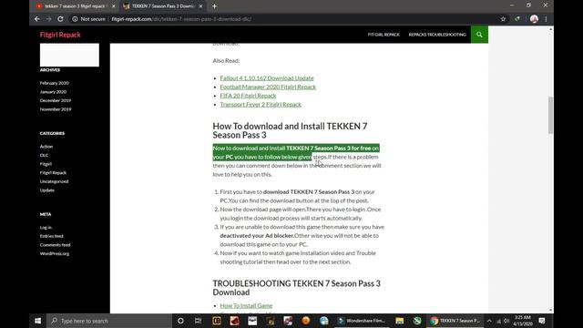 Tekken7- Season PASS 3 || Free Download For Pc || With Links || Official Website || FitGirl Repack