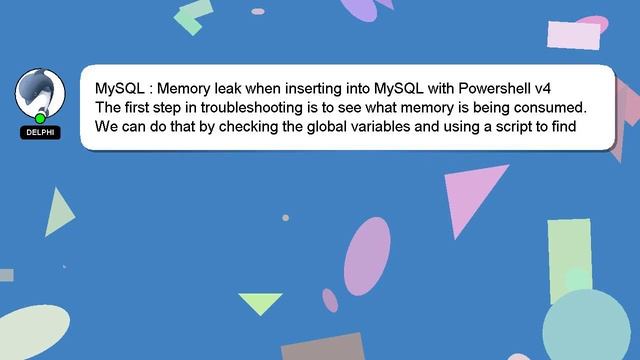 MySQL : Memory leak when inserting into MySQL with Powershell v4 смотреть онлайн
