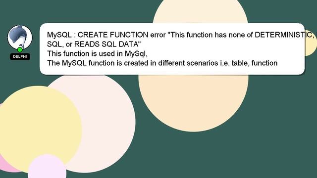 MySQL : CREATE FUNCTION error "This function has none of DETERMINISTIC, NO SQL, or READS SQL DATA" смотреть онлайн
