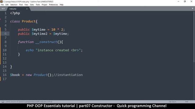 #07 PHP Object Oriented Programming Basics - OOP | Constructor | Quick programming tutorial смотреть онлайн