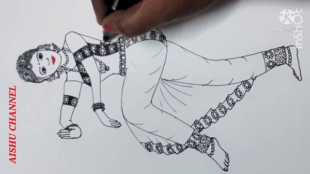 Classical dance drawing//Bharatanatyam//pencil drawing смотреть онлайн