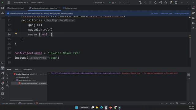Solved - Unexpected Tokens (use ';'  To Separateexpressions On The Same Line) In Build.gradle