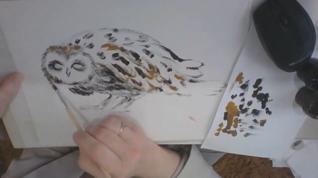ПТИЦА. работа гуашью. сухая кисть смотреть онлайн