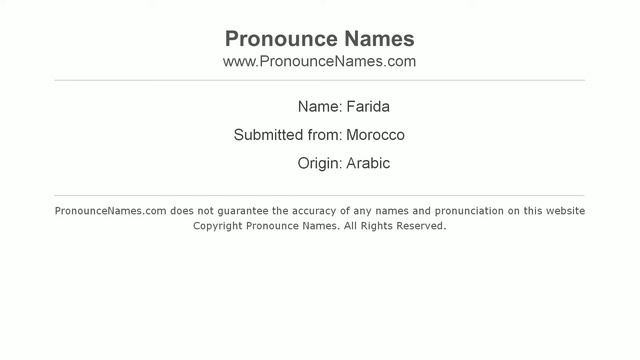 How to pronounce Farida (Arabic/Morocco) - PronounceNames.com смотреть онлайн