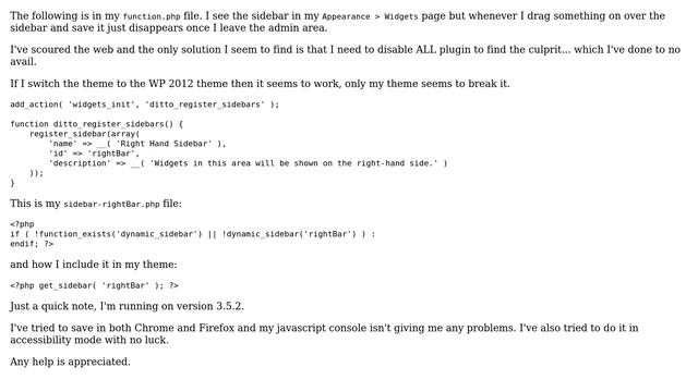 Wordpress: Why are my widgets not saving when being added to a sidebar? смотреть онлайн