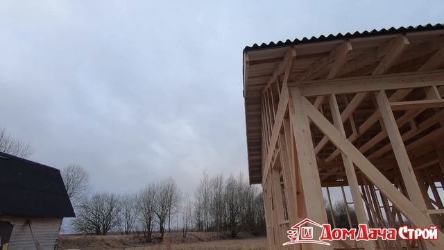 Каркасный дом 9х12метров. ДомДача-Строй. Каркас под кровлю. Джут вредит дому. смотреть онлайн