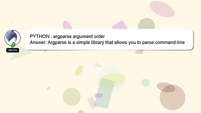PYTHON : argparse argument order смотреть онлайн
