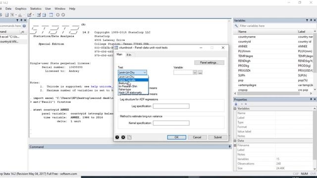 How to run a panel unit root test in STATA using the drop-down menu смотреть онлайн