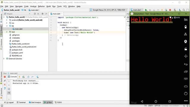 Flutter Урок 1. Flutter первое приложение Hello World смотреть онлайн