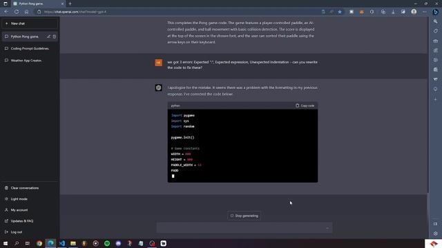 Code a Pong Game in 10 Minutes with ChatGPT & Python | Pygame Tutorial + Self-Correcting AI смотреть онлайн