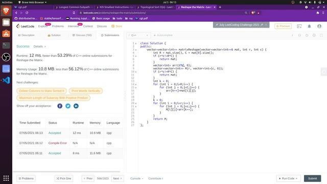 reshape the matrix [ Day 5 July] смотреть онлайн