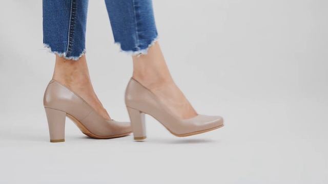 туфли бежевые толстый каблук