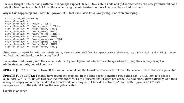 Drupal: Need to flush cache after node translation смотреть онлайн