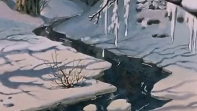 Ручеек в зимнем лесу Живые Обои смотреть онлайн