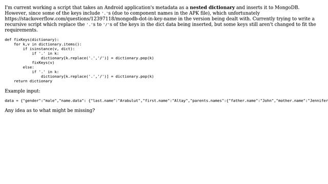 Replace character in dict keys recursively смотреть онлайн