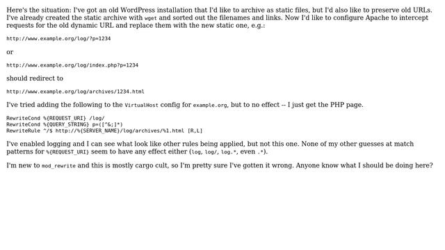 DevOps & SysAdmins: Best way to use mod_rewrite to replace WordPress pages with static files смотреть онлайн