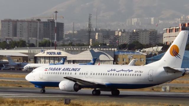 Landing and takeoff at Mehrabad airport runway 29L OIII смотреть онлайн