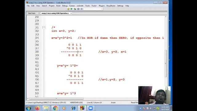 C PROGRAM TO SWAP TWO NUMBERS USING XOR OPERATOR смотреть онлайн