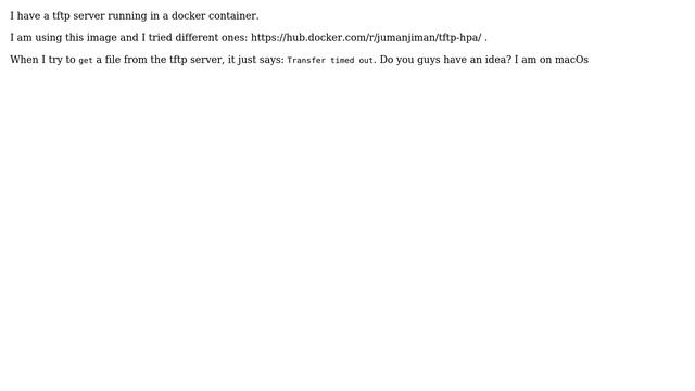 DevOps & SysAdmins: Using TFTP in docker, getting a timeout смотреть онлайн