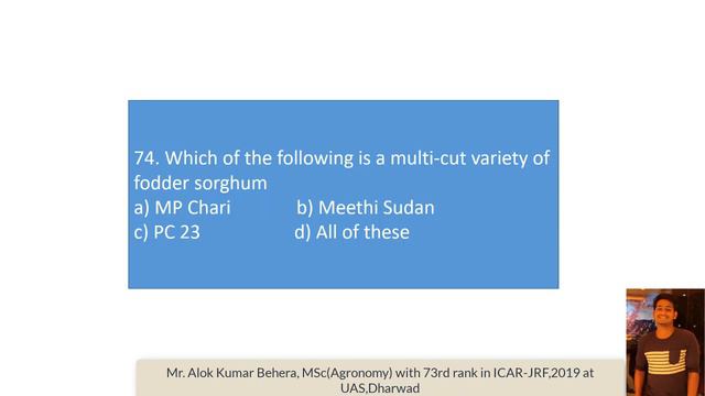 Test series-8 MCQs of Agronomy for ICAR-JRF, NET & SRF смотреть онлайн