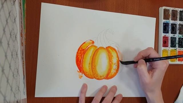 Мастер-класс по акварели "Тыква" смотреть онлайн