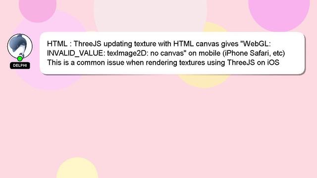 HTML : ThreeJS updating texture with HTML canvas gives "WebGL: INVALID_VALUE: texImage2D: no canvas смотреть онлайн