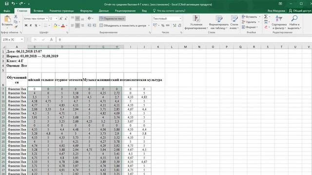 Подготовка к окончанию триместра - делаем таблицу со средними баллами более наглядной