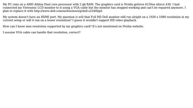Can a full HD monitor work with nvidia geforce 6150se nforce 430 on a VGA connection? смотреть онлайн