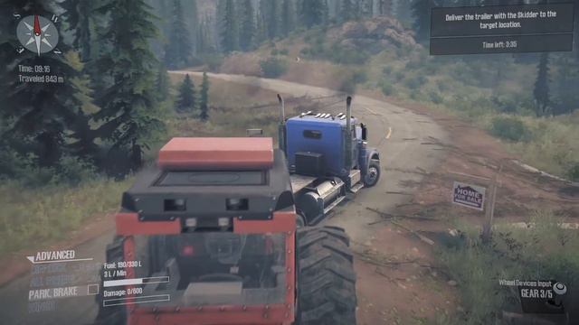 Прохождение игры MudRunner - Доставка груза с использованием прицепа - Logitech G29 смотреть онлайн