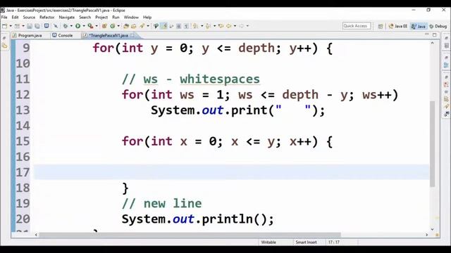 pascal's triangle v1 in java смотреть онлайн