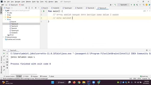 Dasar Pemrograman Kotlin - 4 tipe data char dan array смотреть онлайн