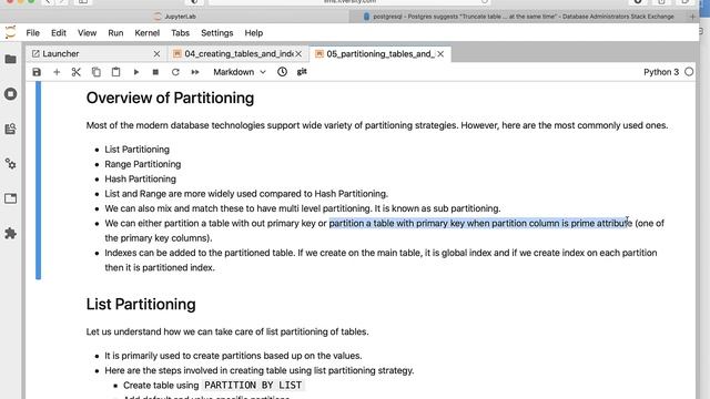 Mastering SQL - Postgresql - Partitioning Tables and Indexes - Overview of Partitioning смотреть онлайн