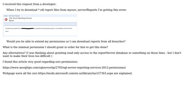 Databases: SSRS minimal permission to download reports смотреть онлайн