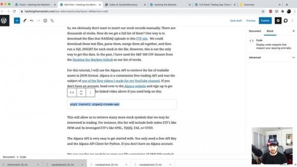 Stock Trading App Tutorial [Part 03] - Python, SQL, and Stock Universes