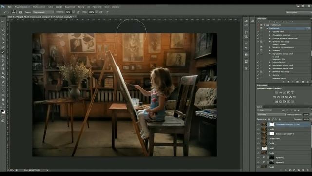 Девочка рисует. Быстрое видео смотреть онлайн