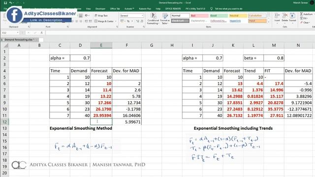 DF-9: Exponential Smoothing Including Trends and Mean Absolute Deviation using MS Excel смотреть онлайн