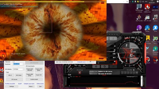 FurMark Test для AMD Radeon RX580 8 Gb смотреть онлайн