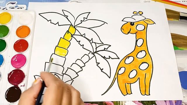 Жираф раскраска для малышей Giraffe coloring for kids 0+ смотреть онлайн