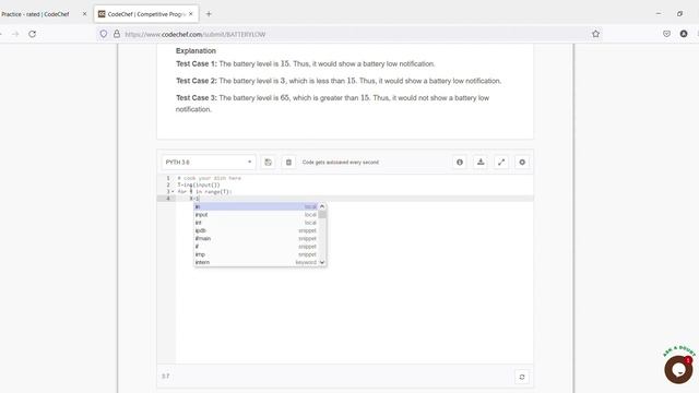 PYTHON PROGRAM FOR BATTERY LOW || BATTERY LOW || COMPETITIVE PROGRAMMING || PYTHON смотреть онлайн