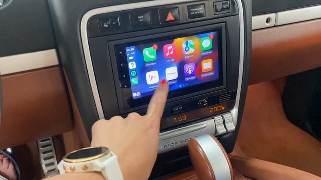 Porsche Cayenne 2007 met bose ge-update met 2din Pioneer da360dab weergave van Apple Carplay. смотреть онлайн