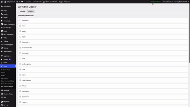 WP Admin Cleaner смотреть онлайн