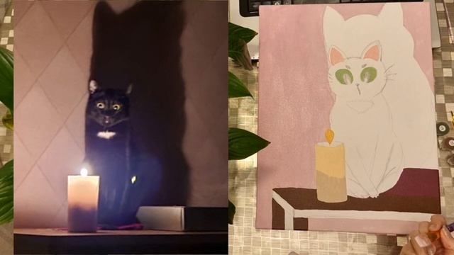 Как я рисую кота по фотографии на холсте #1 смотреть онлайн