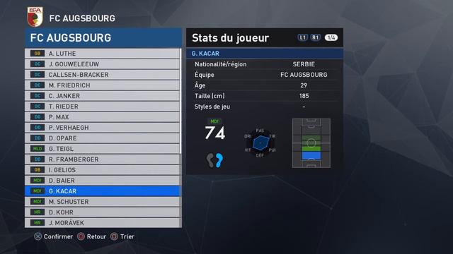 [PES 2017] FC AUGSBURG players stats смотреть онлайн