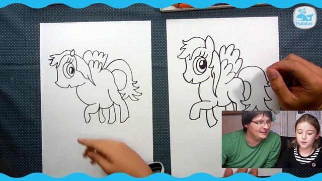 Как рисовать Пони Rainbow Dash из мультика My Little Pony | Развивающий урок рисования для детей смотреть онлайн