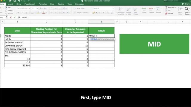 How to Use Excel MID Function - Compute Expert смотреть онлайн
